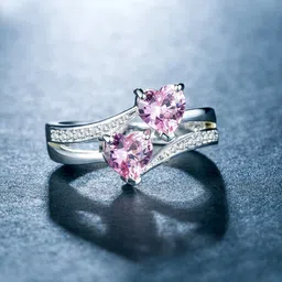 Unwind by Yellow Chimes Silver-Plated Pink Crystal-Studded Finger Ring image 3