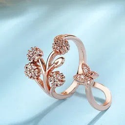 Jewels Galaxy Rose Gold-Plated AD-Studded Adjustable Finger Ring-picture-28