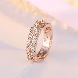 Jewels Galaxy Rose Gold-Plated AD-Studded Adjustable Finger Ring-picture-37