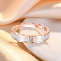 Jewels Galaxy Rose Gold-Plated American Diamond-Studded Adjustable Finger Ring-picture-22