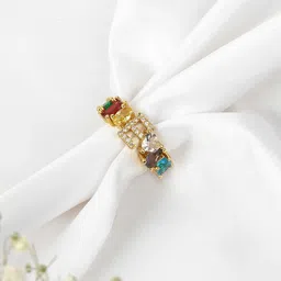 JOKER & WITCH Gold-Plated Rhinestone Studded Adjustable Finger Ring-picture-24