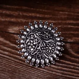 Saraf RS Jewellery Oxidised Silver-Toned Adjustable Finger Ring-picture-31