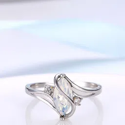 Yellow Chimes Silver-Plated & White Opal-Studded Finger Ring-image-80