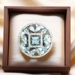 Manikya Rhodium Plated Cubic Zirconia Studded Finger Ring-picture-13