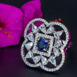 Manikya Rhodium-Plated Cubic Zirconia-Studded Finger Ring-image-44