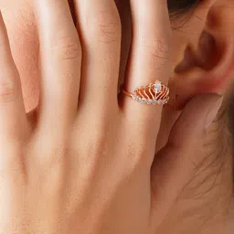 AMI Rose Gold Plated White CZ Studded Finger Ring-picture-21