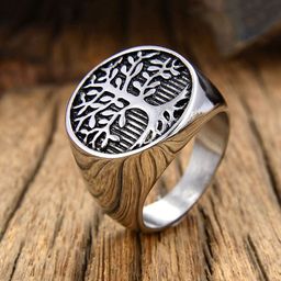 Yellow Chimes Men Silver-Toned & Black Stainless Steel Finger Ring-picture-19