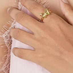JOKER & WITCH Gold-Toned & Green Stone-Studded Butterfly Finger Ring-picture-21