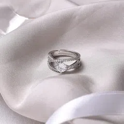 JOKER & WITCH Silver-Toned & White Stone-Studded Finger Ring image 1