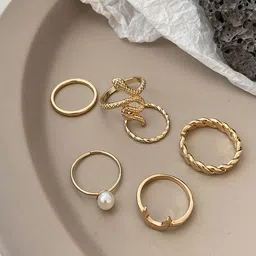Jewels Galaxy Set Of 6 Gold-Plated Finger Ring image 3