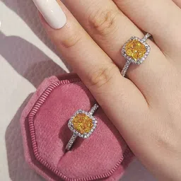 Yellow Chimes Silver-Plated White Crystal-Studded Finger Ring image 4