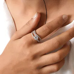 JOKER & WITCH Silver-Toned & White Stone-Studded Finger Ring image 5