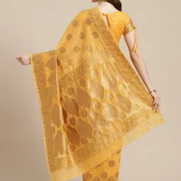 Saree mall Mustard Yellow & Golden Woven Design Saree image 2