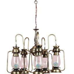 MFD HOME FURNISHING Gold-Toned Chandelier Traditional Ceiling Lamp image 2