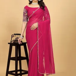 K 5 Fashion Women Embroidered Pure Georgette Saree-picture-30
