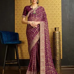 Mitera Bandhani Printed Zari Pure Georgette Saree-image-68