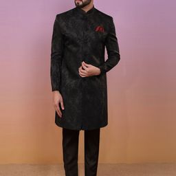 KISAH Self-Design Sherwani & Trousers Set-picture-21