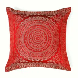 HANDICRAFT PALACE Maroon & Gold-Toned Set of 2 Square Cushion Covers image 5