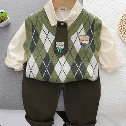 INCLUD Boys Printed Sweater With Shirt & Trousers image 3