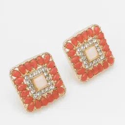 aadita Stone-Studded & Beaded Choker Necklace and Earrings Set image 4