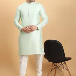Ethluxis Men Ethnic Motifs Embroidered Regular Thread Work Kurta with Churidar image 5