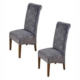 HOKIPO Grey 2 Pieces Stretchable Velvet Long Back Chair Covers-picture-24