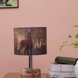 Pinecraft INTERNATIONAL Brown Deer Prined Edra Table Lamp with Shade image 2