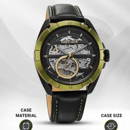 Fastrack Men Stainless Steel Automatic Skeleton Watch with Leather Strap 3297KL01 image 2