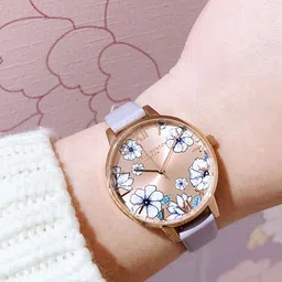 Olivia Burton Women Rose Gold-Toned Floral Dial & Leather Strap Watch OB16AN03-picture-39