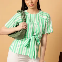 MINT STREET Striped Waist Tie-Ups Regular Top-picture-16