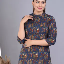 BAESD Ethnic Printed Mandarin Collar Shirt Style Top-picture-26