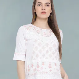 Moda Elementi Print Sheer Top-image-55