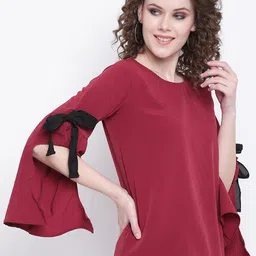 Mayra Maroon Solid Regular Top image 3