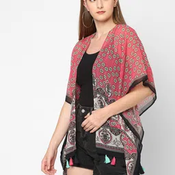 Cloth Haus India Women Red & White Printed Shrug image 3