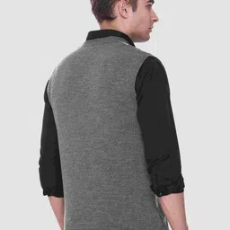 GODFREY Men Geometric Wool Sweater Vest image 2