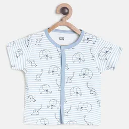 MINI KLUB Pack Of 2 Kids Blue & White Printed Pure Cotton Jhablas image 2