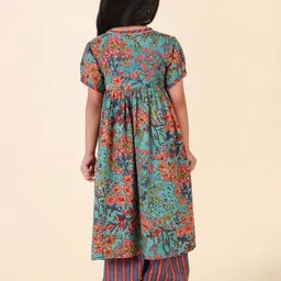 Fabindia Girls Floral Printed Regular Pure Cotton Kurta with Salwar & With Dupatta image 5
