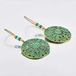 Yellow Chimes Green Contemporary Drop Earrings image 1