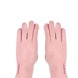 Bonjour Women Pink Solid Winter Gloves-image-76