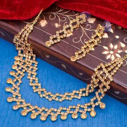 Sukkhi Gold-Plated Stone-Studded & Beaded Layered Jewellery Set-picture-33
