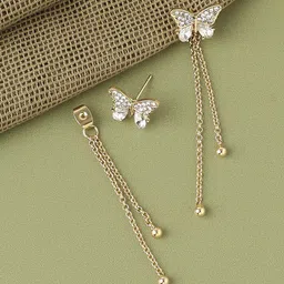 SOHI Gold Plated Contemporary Drop Earrings-picture-34