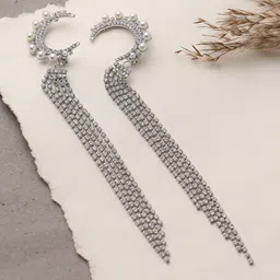 SOHI Silver-Toned Contemporary Drop Earrings-image-4