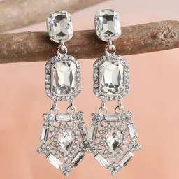 SOHI Silver-Toned Contemporary Drop Earrings-picture-4