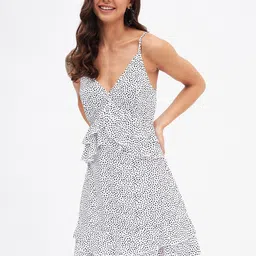 Kibo Polka Dot Printed Wrap Dress-picture-22