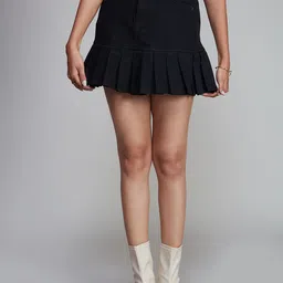 20Dresses Women Box Pleated Pure Cotton Mini A-Line Skirt-picture-36