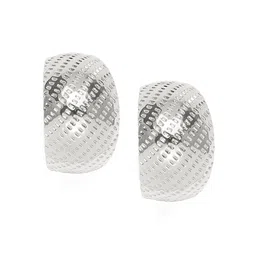 Estele Rhodium-Plated Classic Half Hoop Earrings image 3