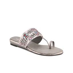 pelle albero Embellished One Toe Flats image 3