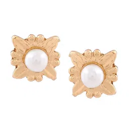 Estele Gold-Plated Floral Studs Earrings image 4