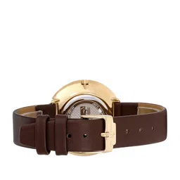 Jacques Lemans Women Gold Printed Dial & Brown Leather Straps Analogue Watch LP-113I image 3