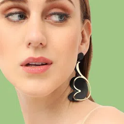 SOHI Gold Plated Contemporary Drop Earrings-image-34